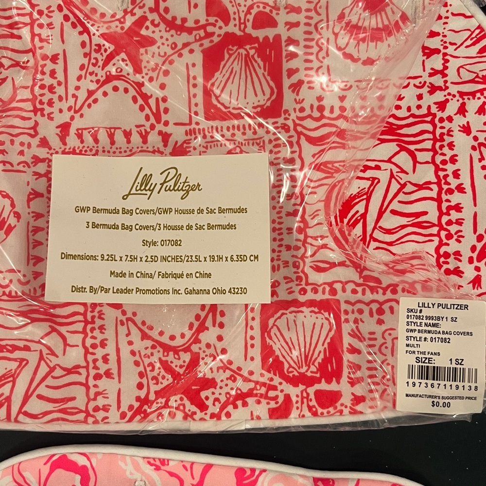 Lilly Pulitzer Bermuda Bag Wood Handle W/4 Reversible Covers NEW - Picture 3 of 3